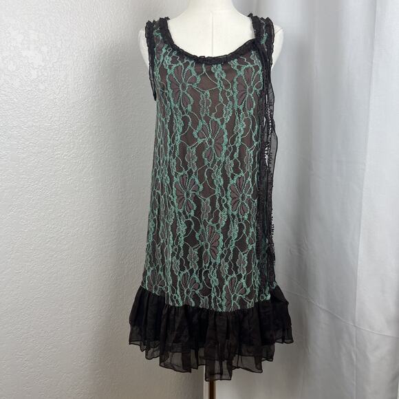 Altard State Dress Womens Small Blue Brown Lace Bow Detail Fairygrunge Gothic - Picture 1 of 11